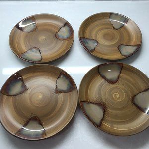 Sango Splash Brown Drip Glazed SET OF 4 PLATES